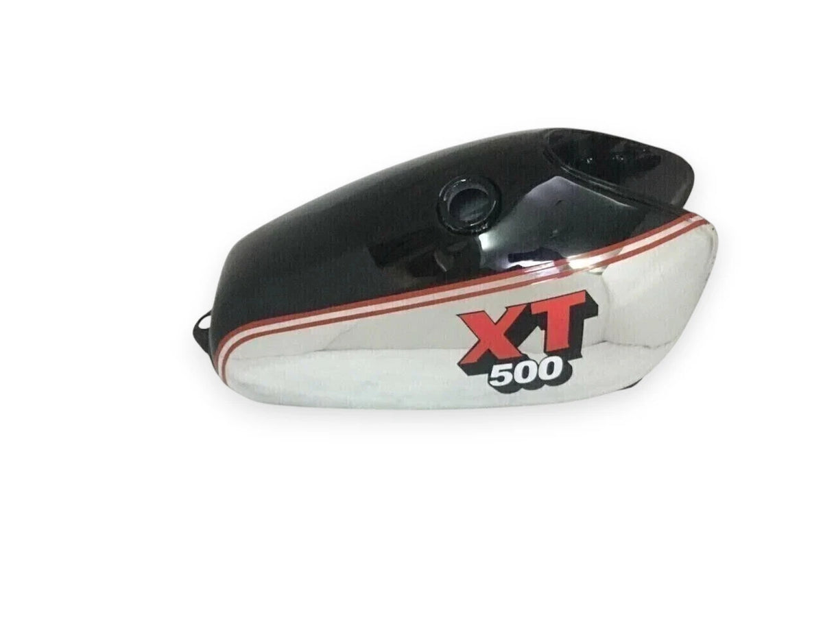 Gas Fuel Tank for Yamaha XT TT 500 (1977) - Steel Chrome & Black Painted