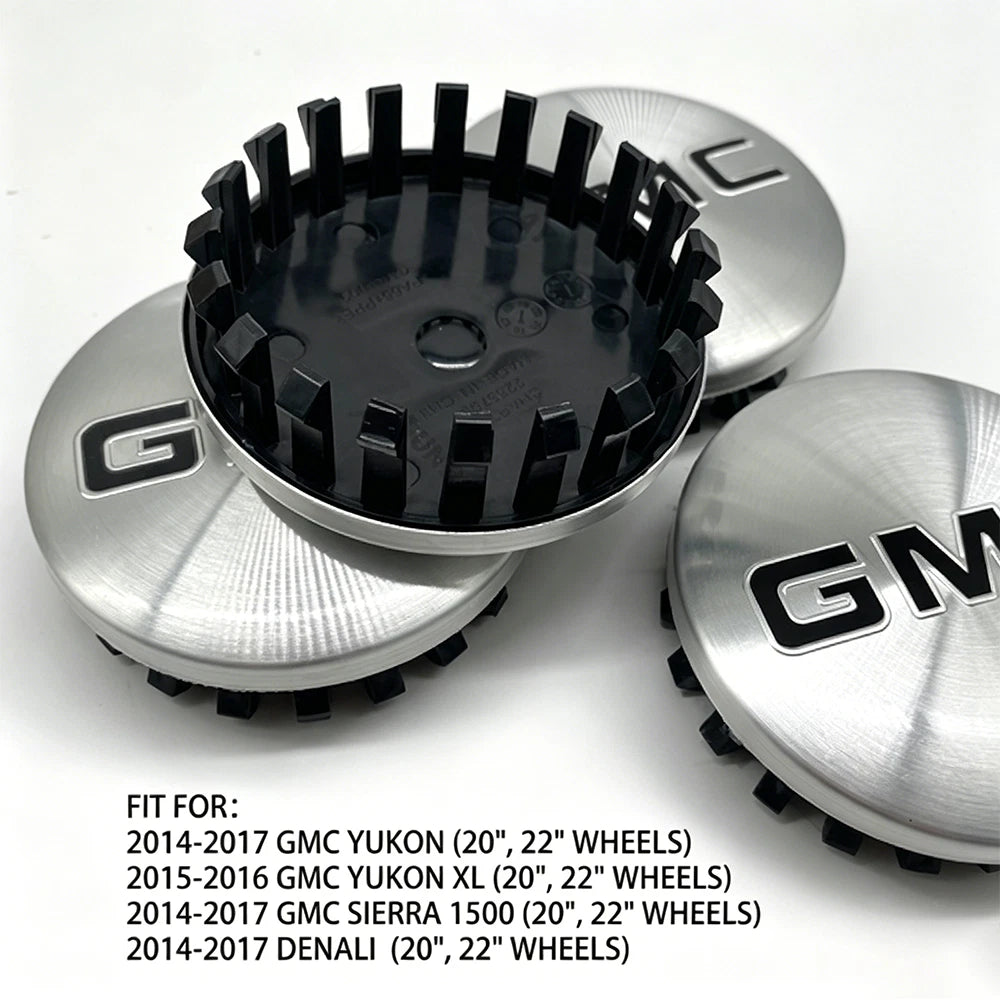 Set of 4 Matte Silver Black Wheel Center Caps 22837060 for Sierra Yukon Denali (–)