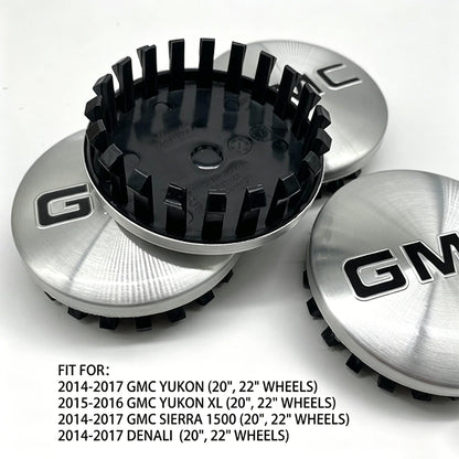 Set of 4 Matte Silver Black Wheel Center Caps 22837060 for Sierra Yukon Denali (–)
