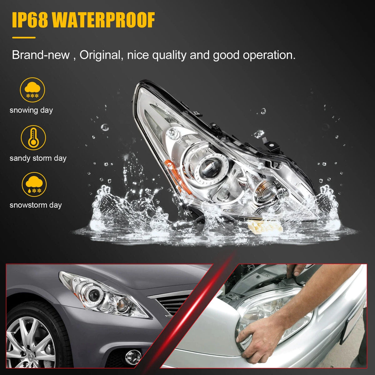 Right Side Halogen Projector Headlight for Infiniti G37 G25 (2010–2013)