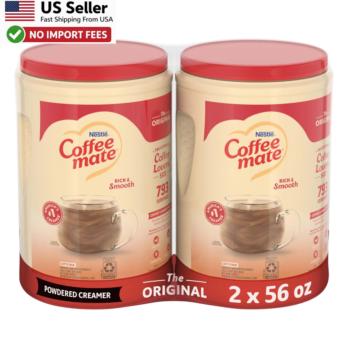 2X Nestle Coffee Mate Original Non-Dairy Powder Creamer 56 oz