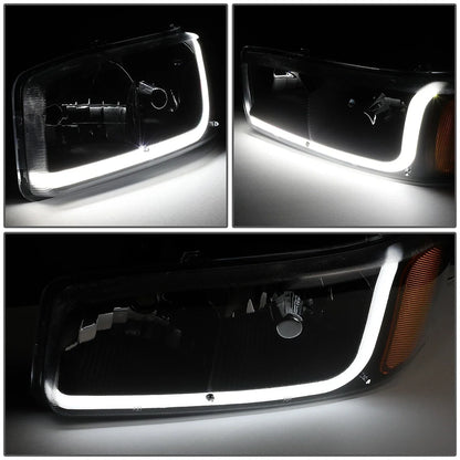 LED Tube Black/Amber Headlights for GMC Sierra (2001–2007)