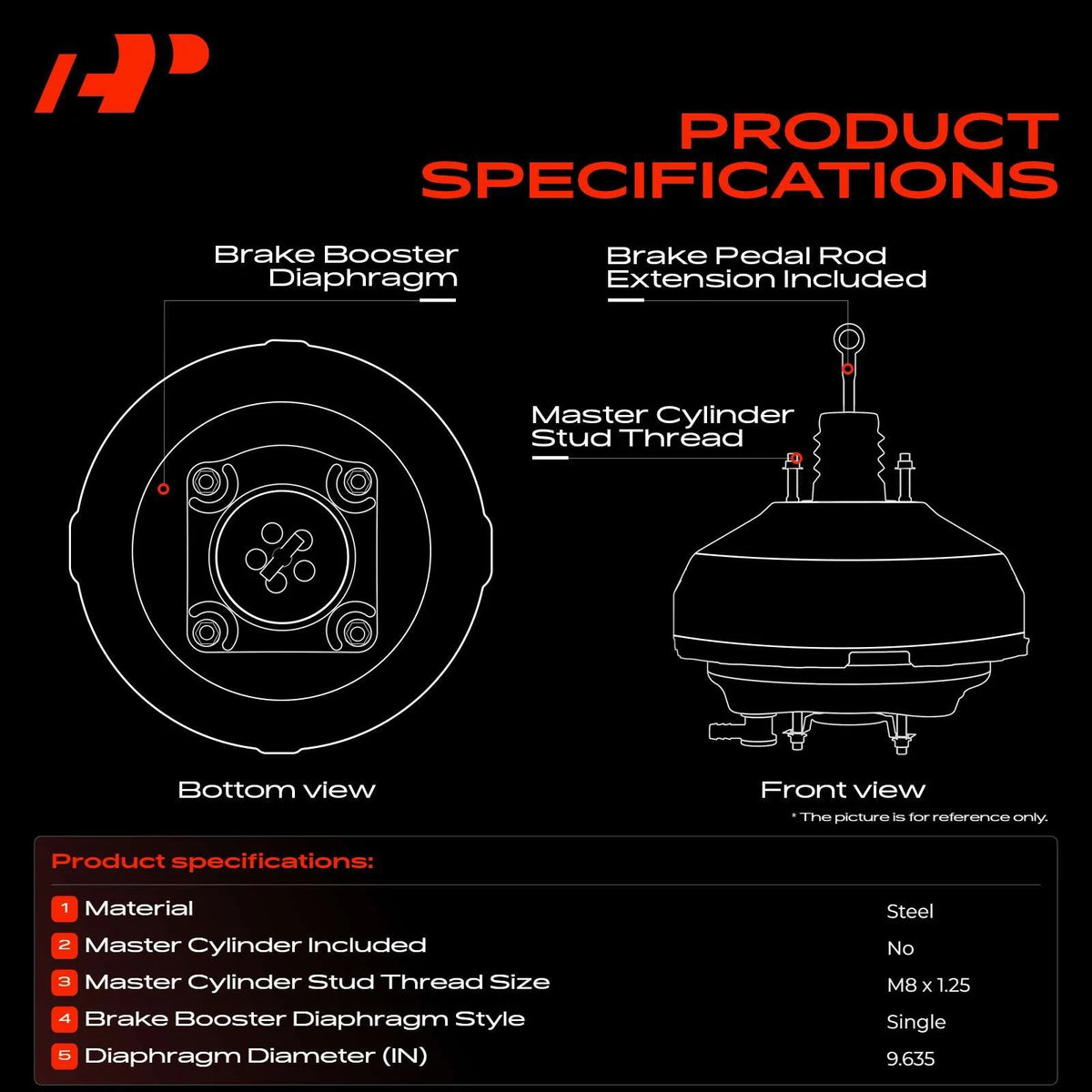 Power Brake Booster for Jeep Wrangler (2012–2018) 68091279AA, 68139853AA, 68139853AB, 54-77213