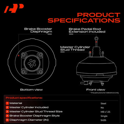 Power Brake Booster for Jeep Wrangler (2012–2018) 68091279AA, 68139853AA, 68139853AB, 54-77213