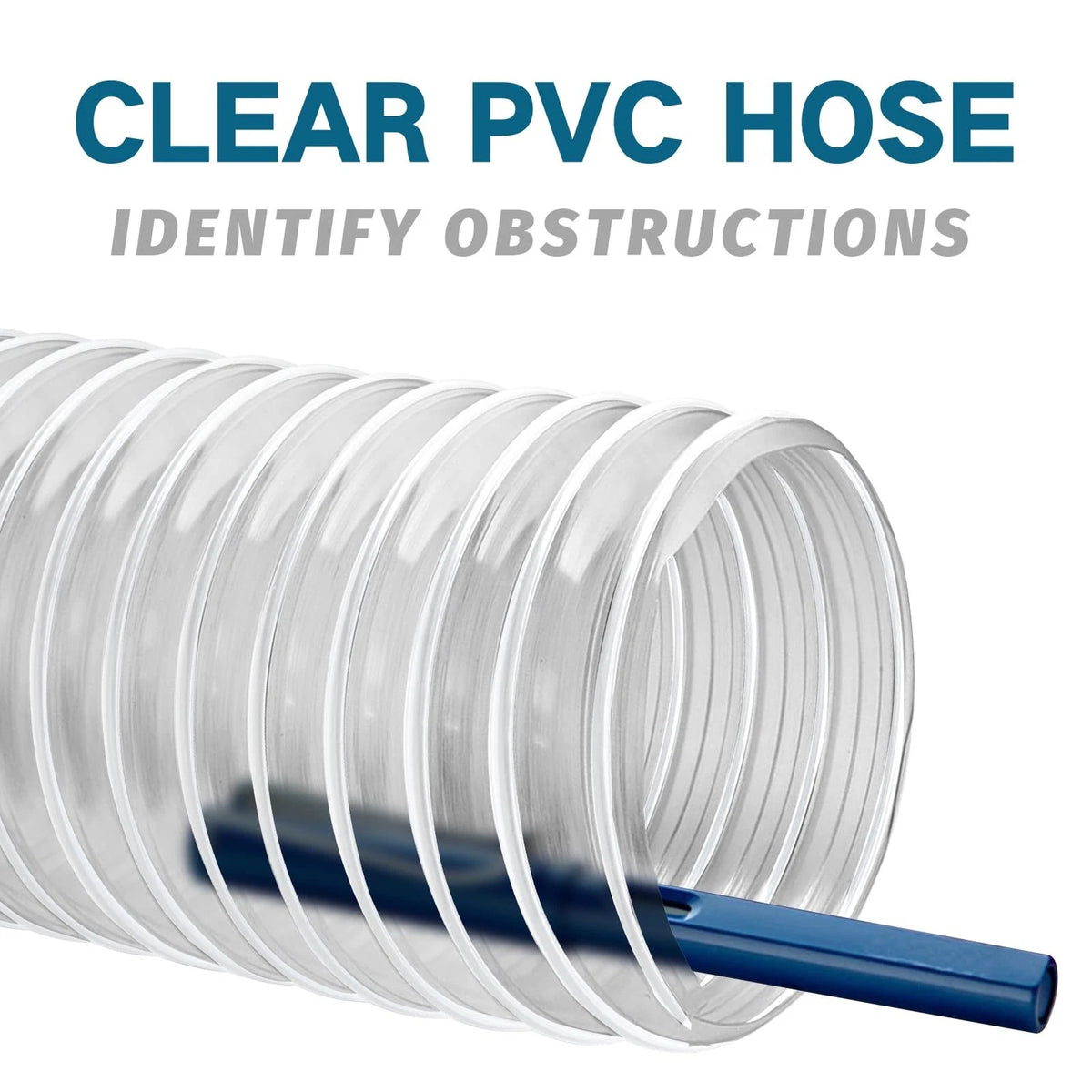 2-1/2" x 20' Heavy Duty PVC Dust Collection Hose for Woodworking (Clear & Flexi)