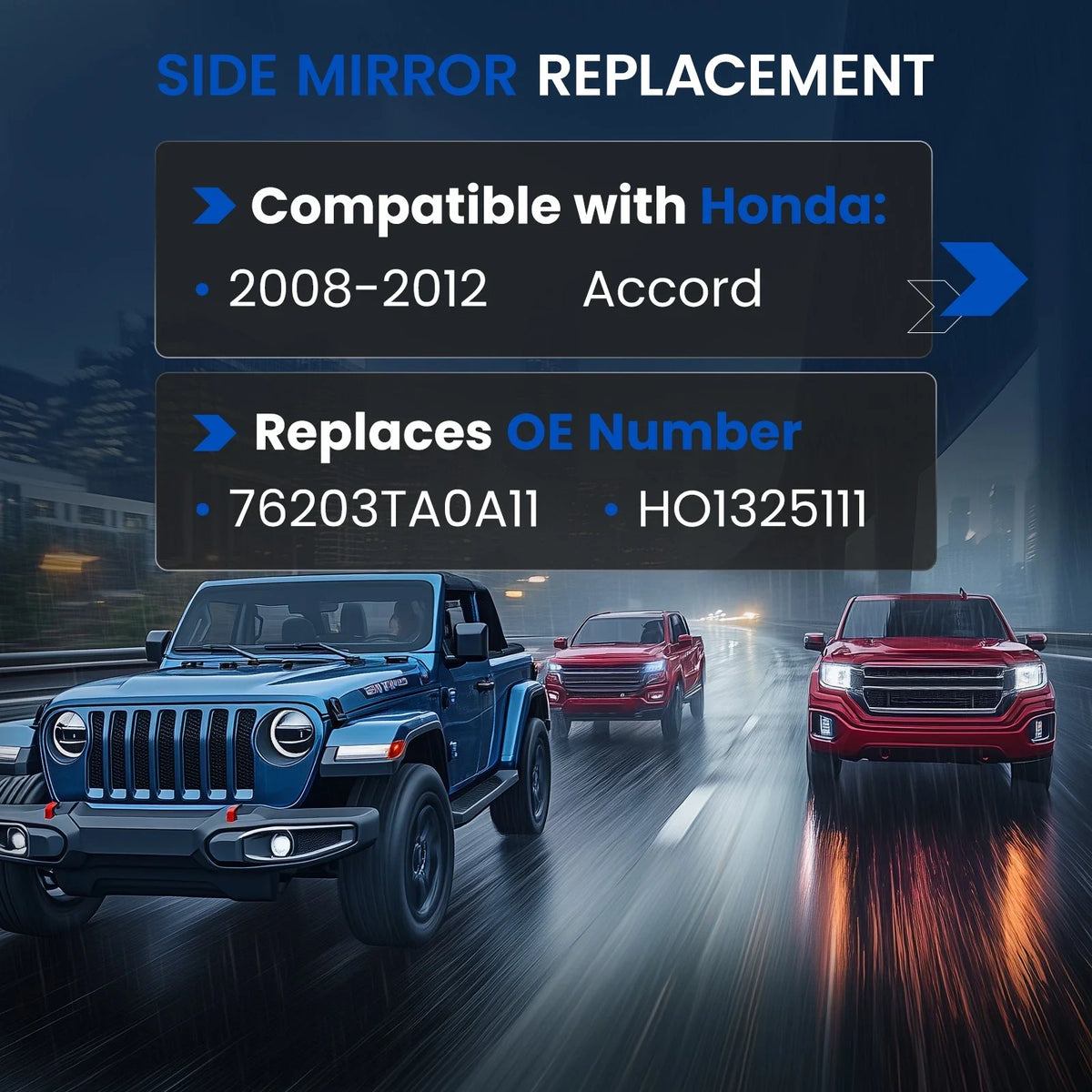 Heated Passenger Right Side Convex Mirror Glass for Honda Accord (2008–2012)