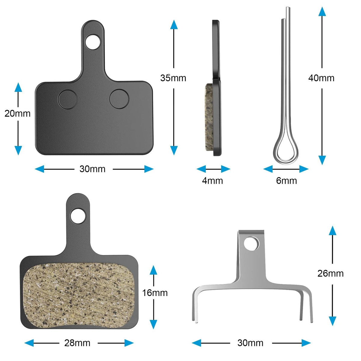 8 Pairs Resin Semi-Metallic Brake Pads for Disc Bicycle Mountain Road