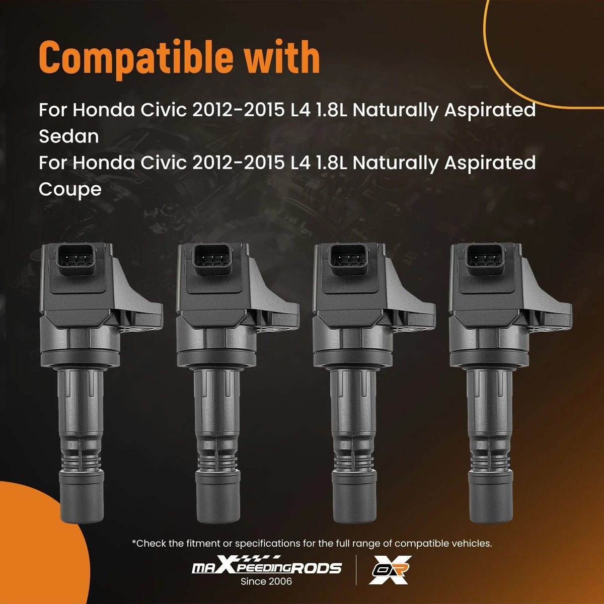 Set of 4 Ignition Coils for Honda Civic/Acura ILX (2012–2015)