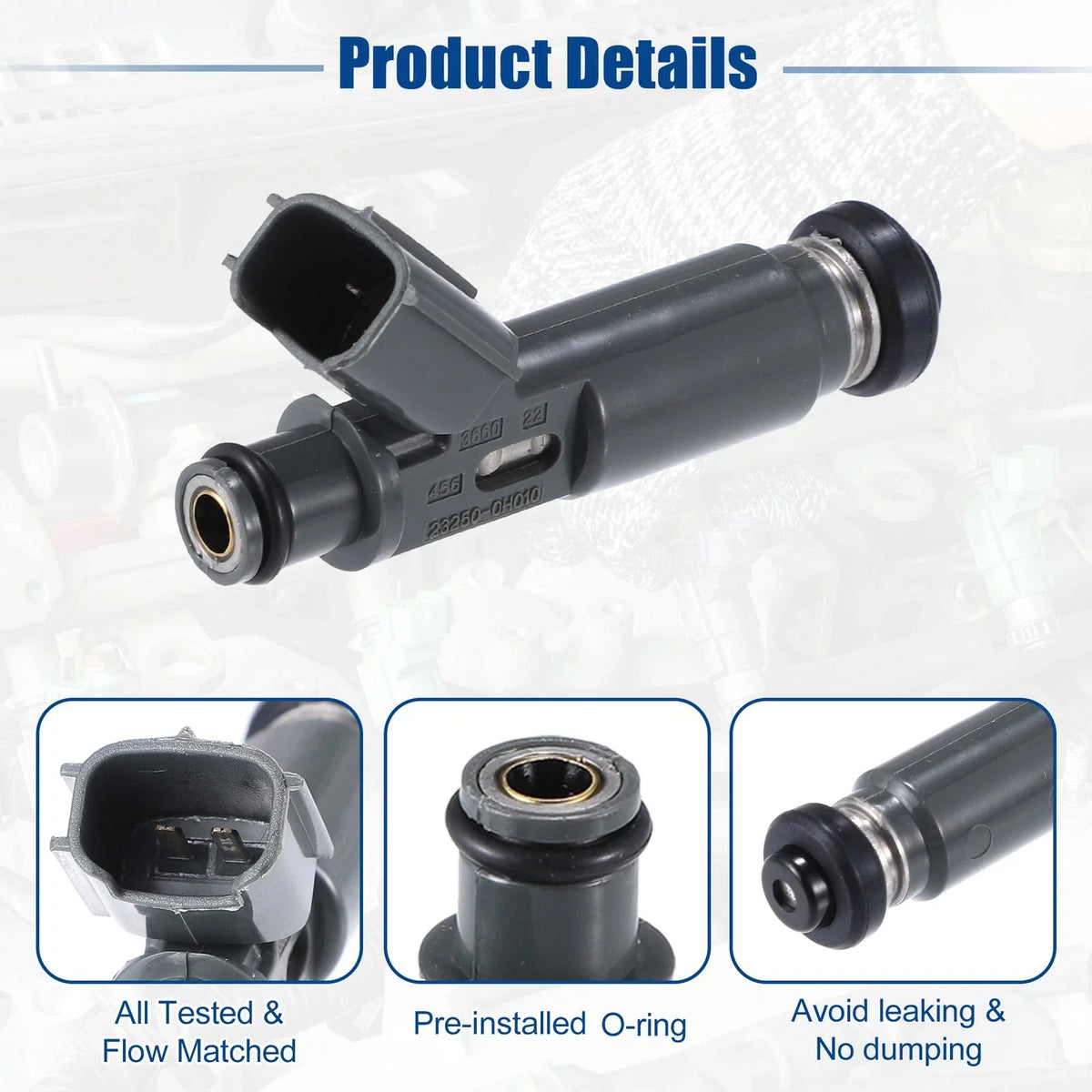 Set of 4 Fuel Injector Nozzles for Toyota Camry 2.4L (2002–2004) 23209-0H010