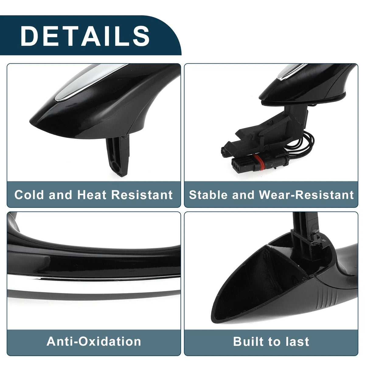 Rear Right Exterior Door Handle for BMW F07 F10 Black Silver Tone