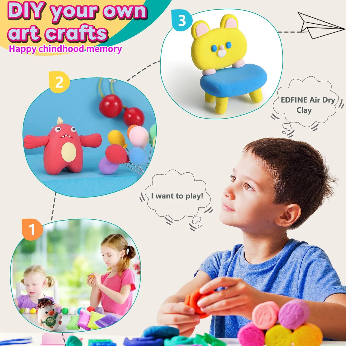 36 Colors Air Dry Clay Kit with Tools for Modeling
