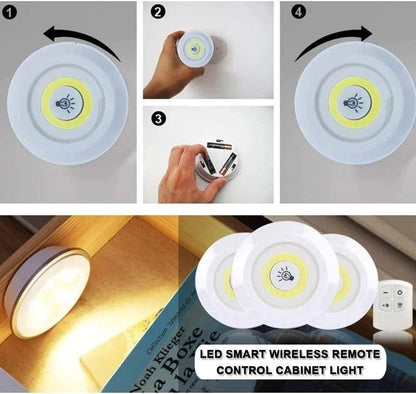 3 Pcs Circular LED Mini Night Lights - Battery Operated Puck Lights