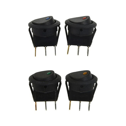 Set of 4 LED Dot Round Rocker Toggle Switches for Car Boat (DC 12V 16A)