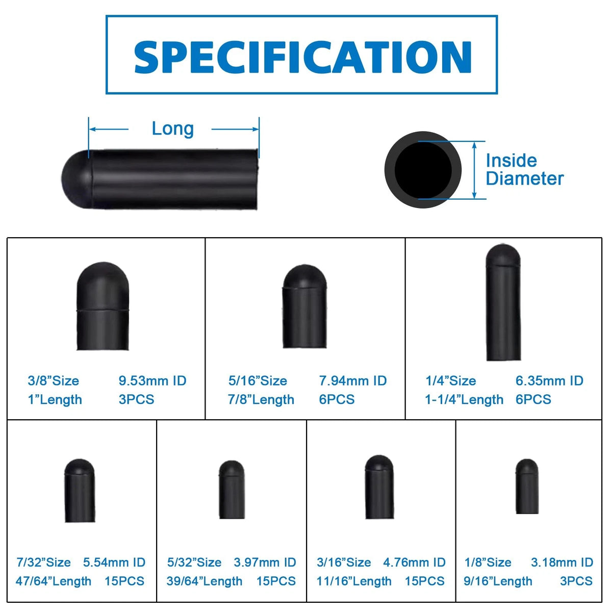63 PCS Rubber Vacuum Caps Plug Kit for Assorted Hoses