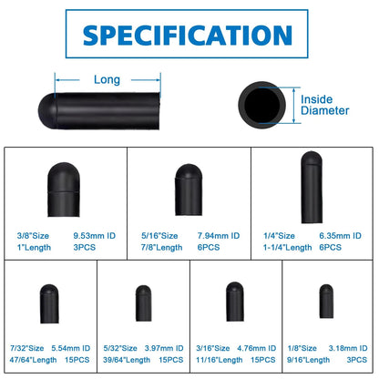 63 PCS Rubber Vacuum Caps Plug Kit for Assorted Hoses