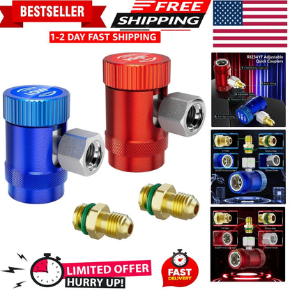 Set of 2 R1234yf Quick Couplers for AC Refrigerant Manifold Gauge Adapters