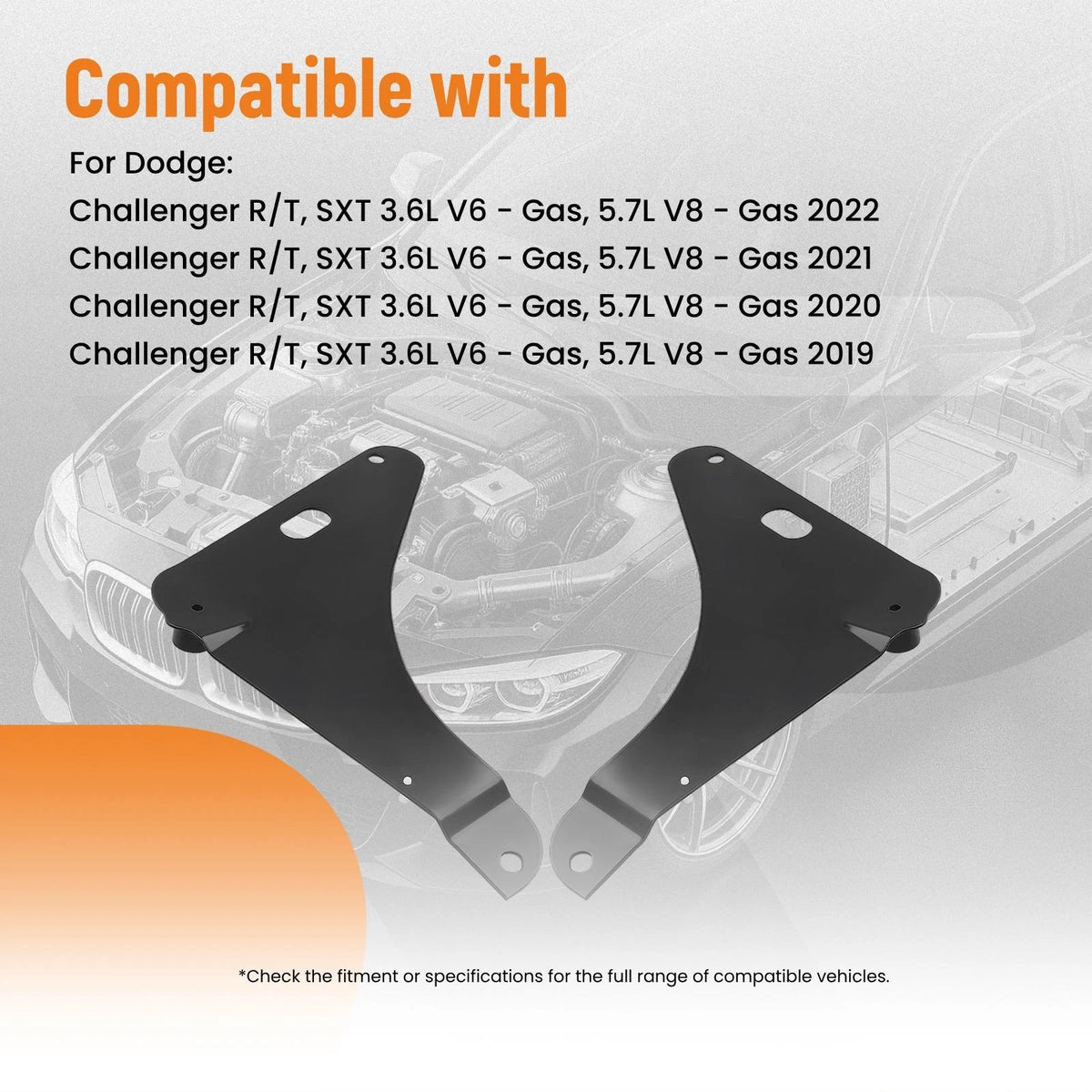 Black Hood Pins for Dodge Challenger (2008–2023) 9E4RI1