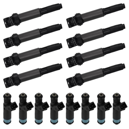 8PCS Fuel Injectors & 8PCS Ignition Coils for BMW 745i/745Li (2002–2005)