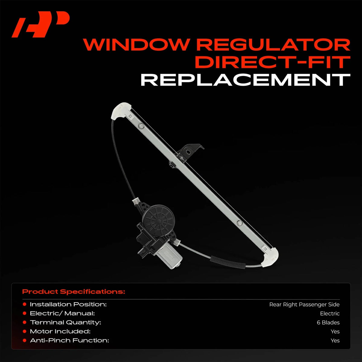 Rear Right Power Window Regulator with Motor for Mazda CX-5 (2013–2016) KD53-72-590, KD5372590, D01G5858XB
