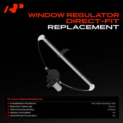 Rear Right Power Window Regulator with Motor for Mazda CX-5 (2013–2016) KD53-72-590, KD5372590, D01G5858XB