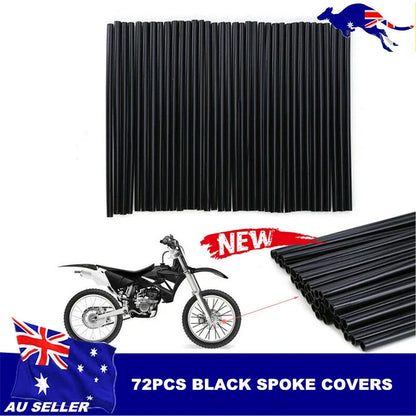 72x Black Wheel Spoked Protector Wraps for Motorcycle Bicycle