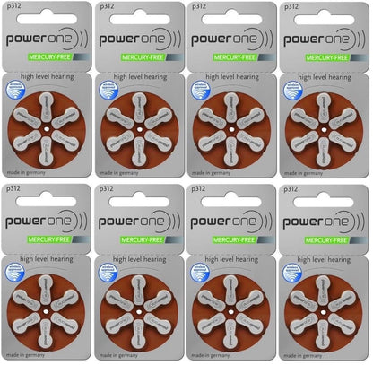 240 Pcs Power One Hearing Aid Batteries Size P312 (Expire 2023)