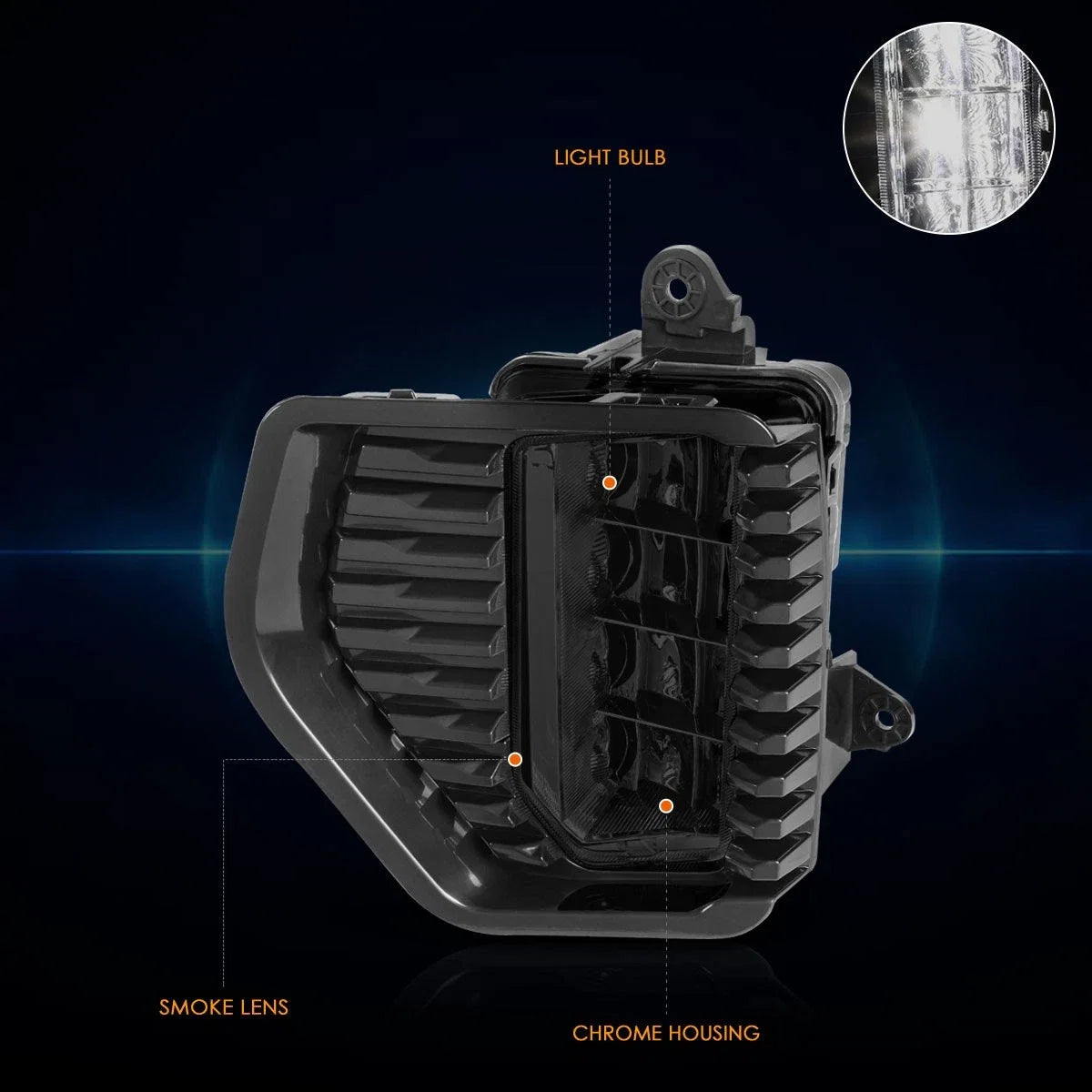Full LED Fog Lights for GMC Sierra 1500 (2019–2022) Smoked Lens w/Switch & Bezels