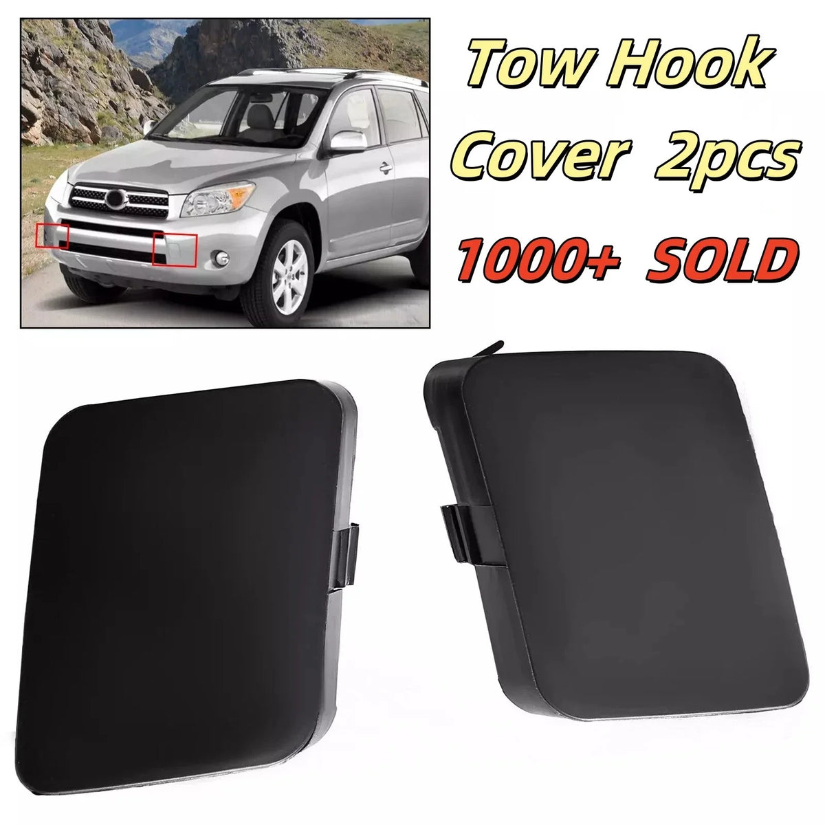 2X Bumper Tow Hook Cover Cap for Toyota RAV4 (2006–2008) Left & Right