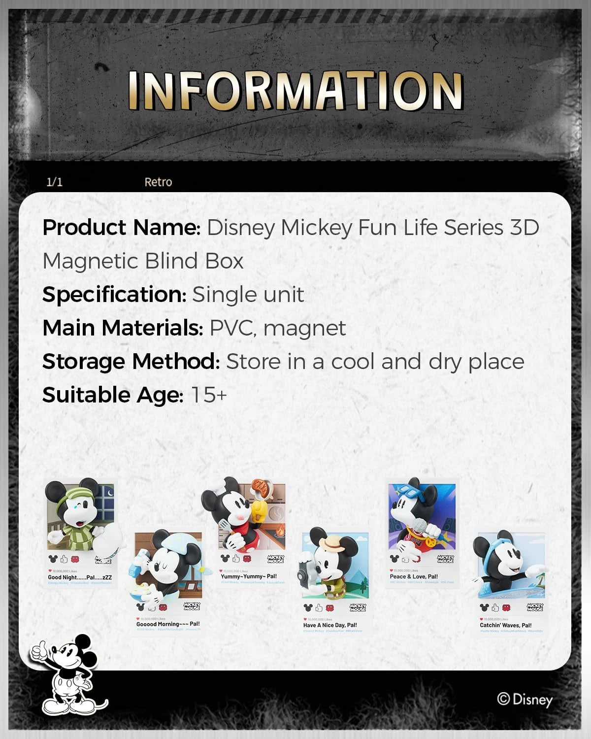 Mickey Mouse Blind Box Fun in Life Series 3D (3 inches)
