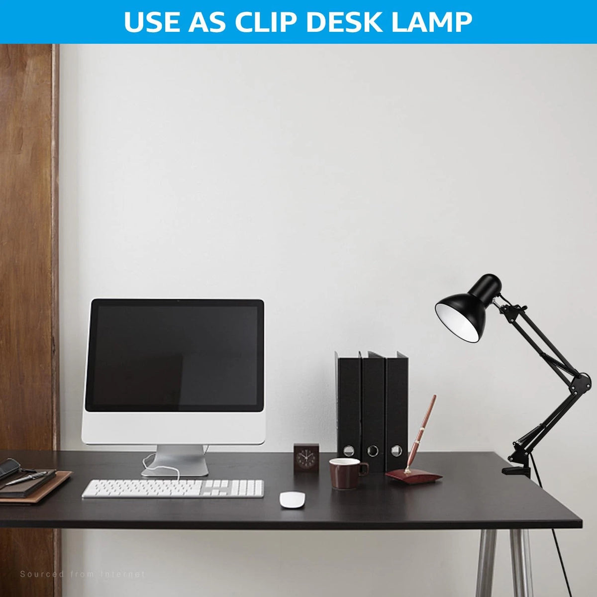 Adjustable Swing Arm Desk Lamp for E26 Bulb (1 Unit) - Black