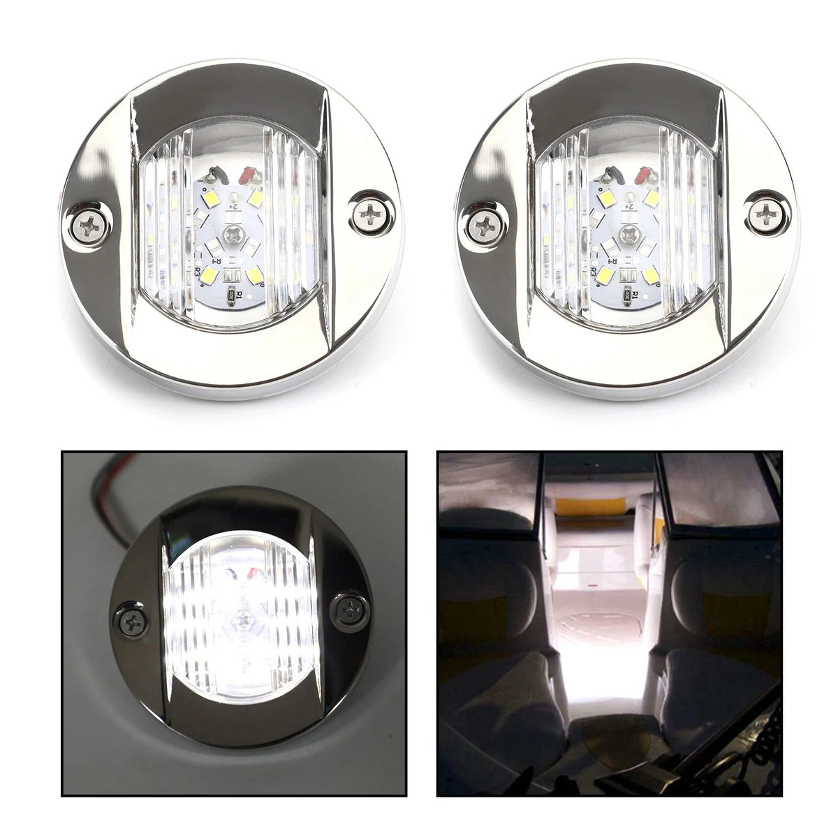 2X 12V Marine Blue Underwater LED Light for Boat (316 Stainless)