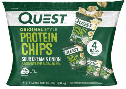 Pack of 4 Quest Nutrition Sour Cream & Onion Protein Chips 19g