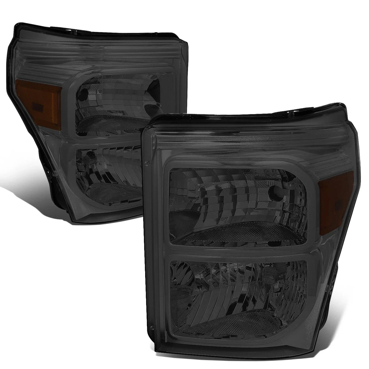 Pair of Smoked Housing Amber Corner Headlights for Ford Super Duty (2011–2016)