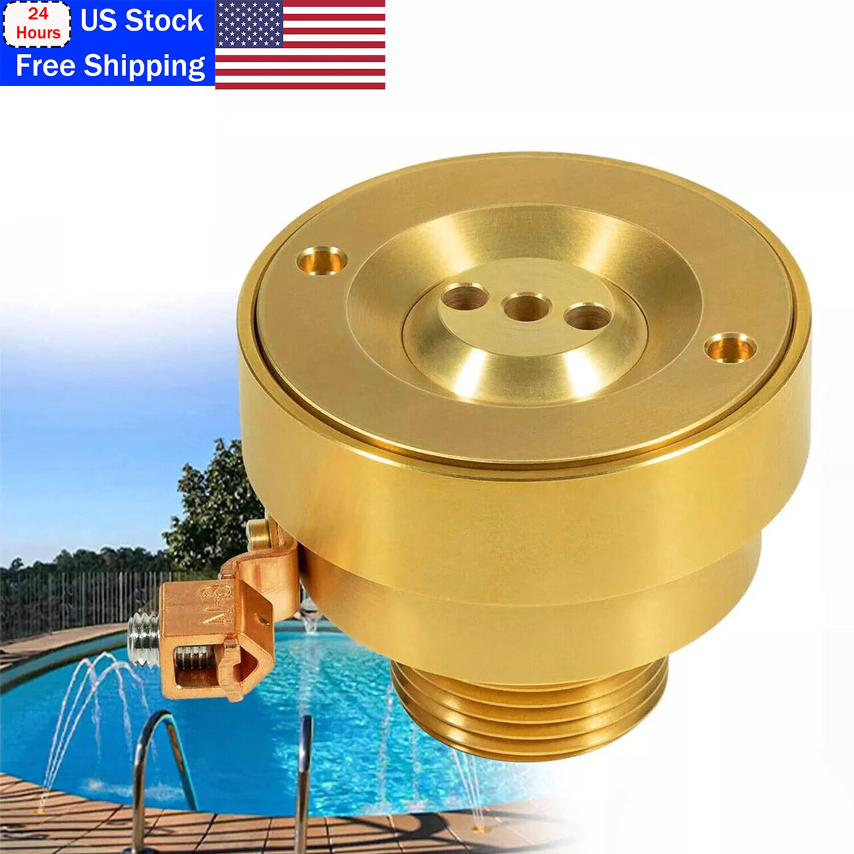 3 Hole Brass Deck Jet Fountain Nozzle for Swimming Pool Spa
