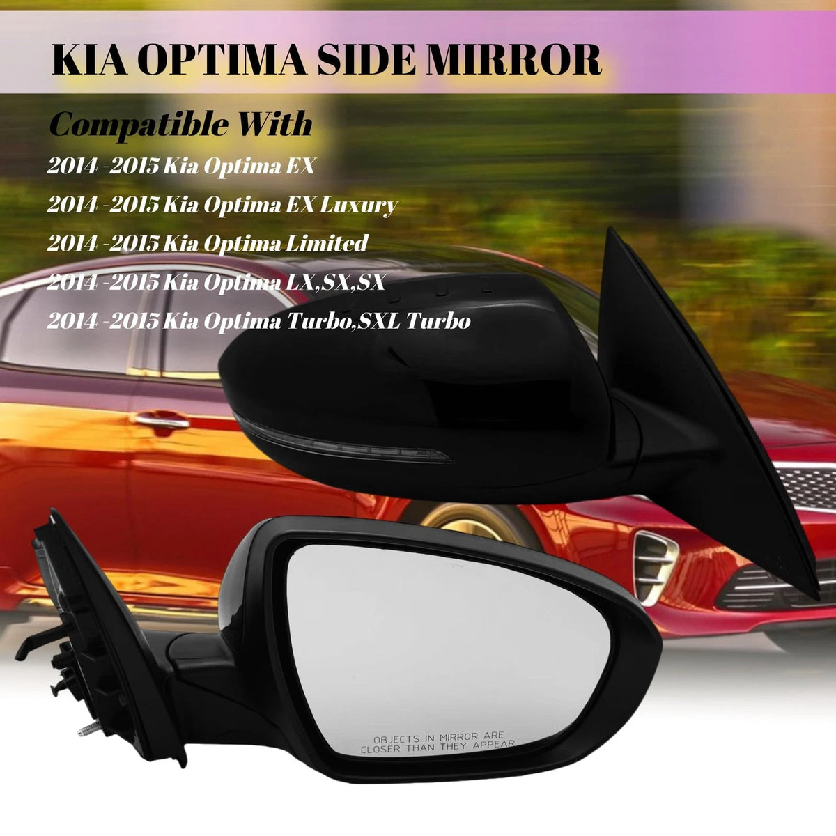 Passenger Side Mirror for Kia Optima (2014–2015) with Power Glass & Turn Signal