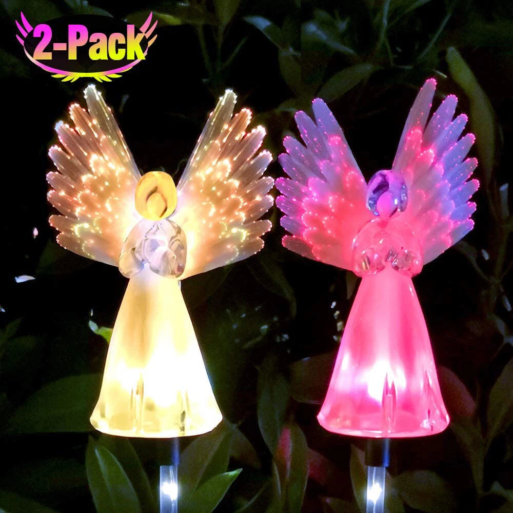2PCS Solar Powered Color Change LED Garden Stake Light for Yard