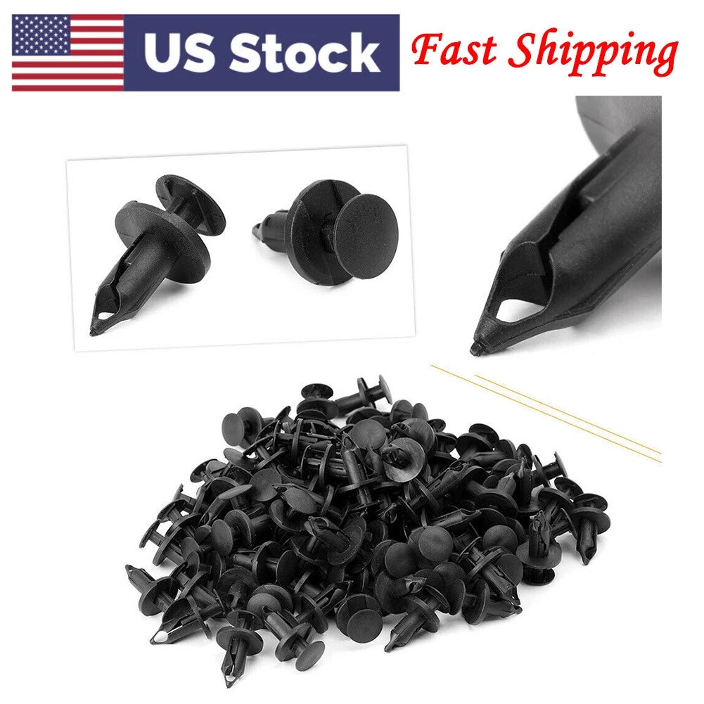 100pcs 8mm Car Bumper Fender Plastic Retainer Push Pin Clip Rivets