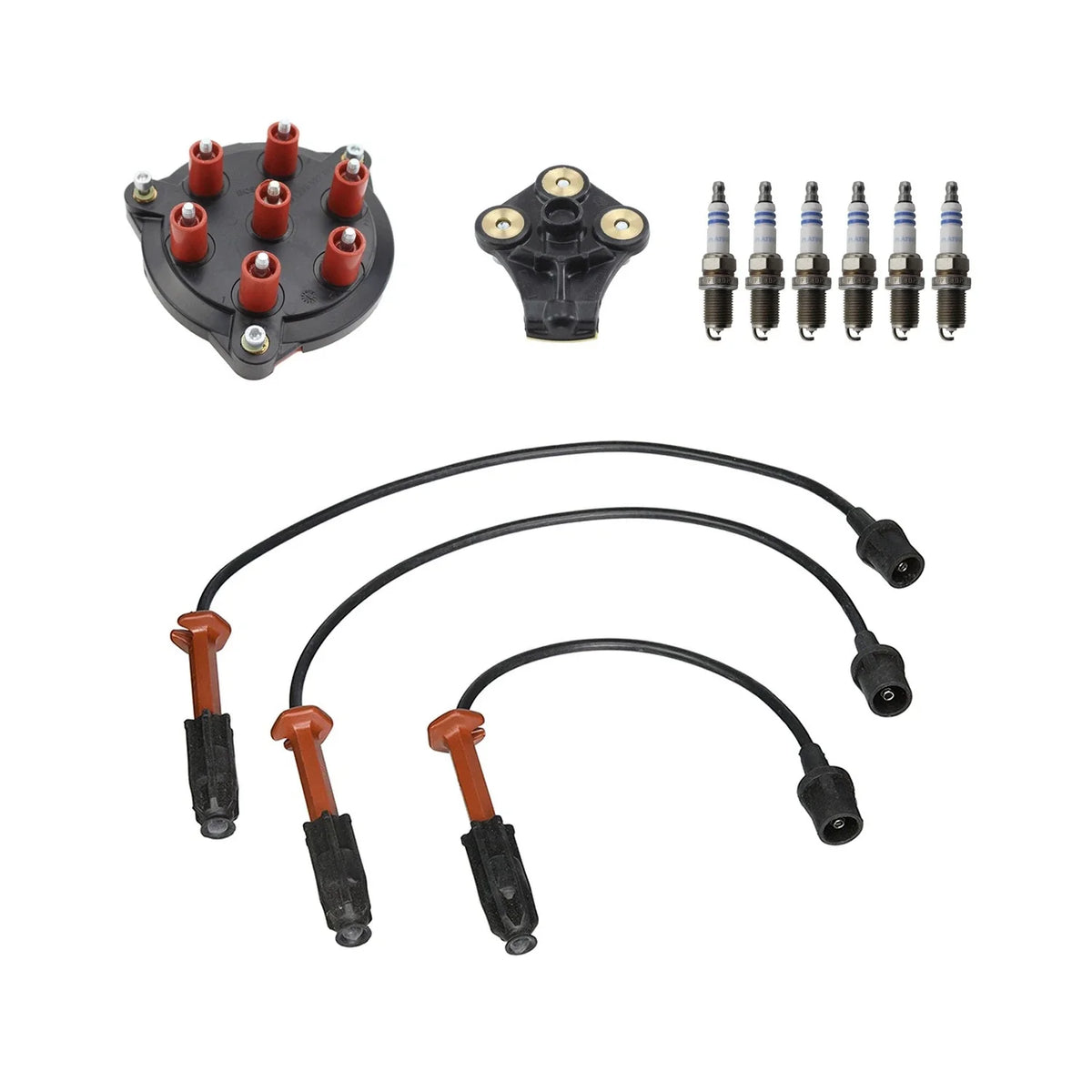 Distributor Cap Rotor Set with 6 Spark Plugs & Denso Wires for W124 300CE (1986–1995)