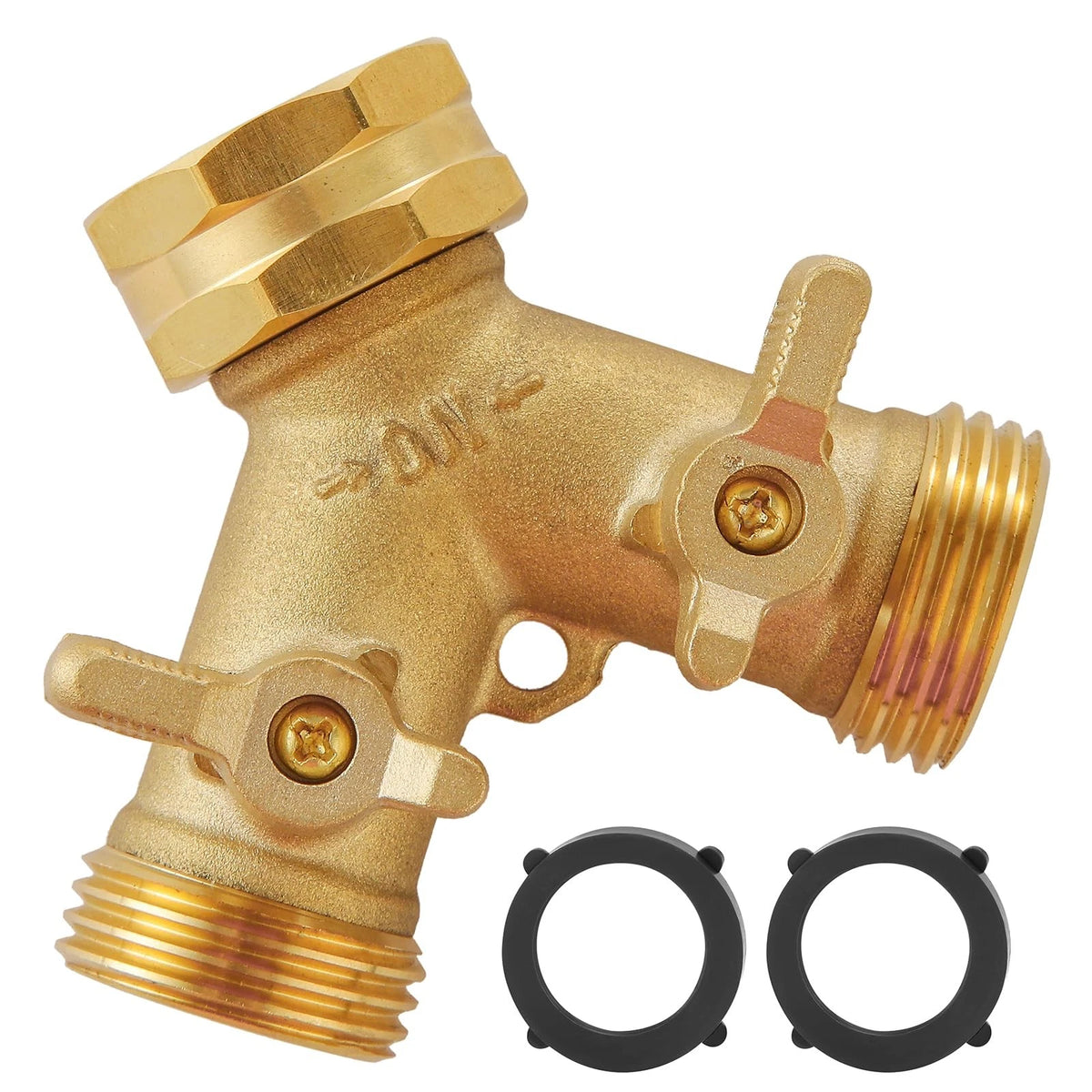 2X Heavy Duty Brass Garden Hose Splitter 2 Way Y Connector