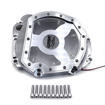 Blue LED Chrome Engine Clutch Cover for Suzuki GSXR 600 750 1000 (2001–2005)
