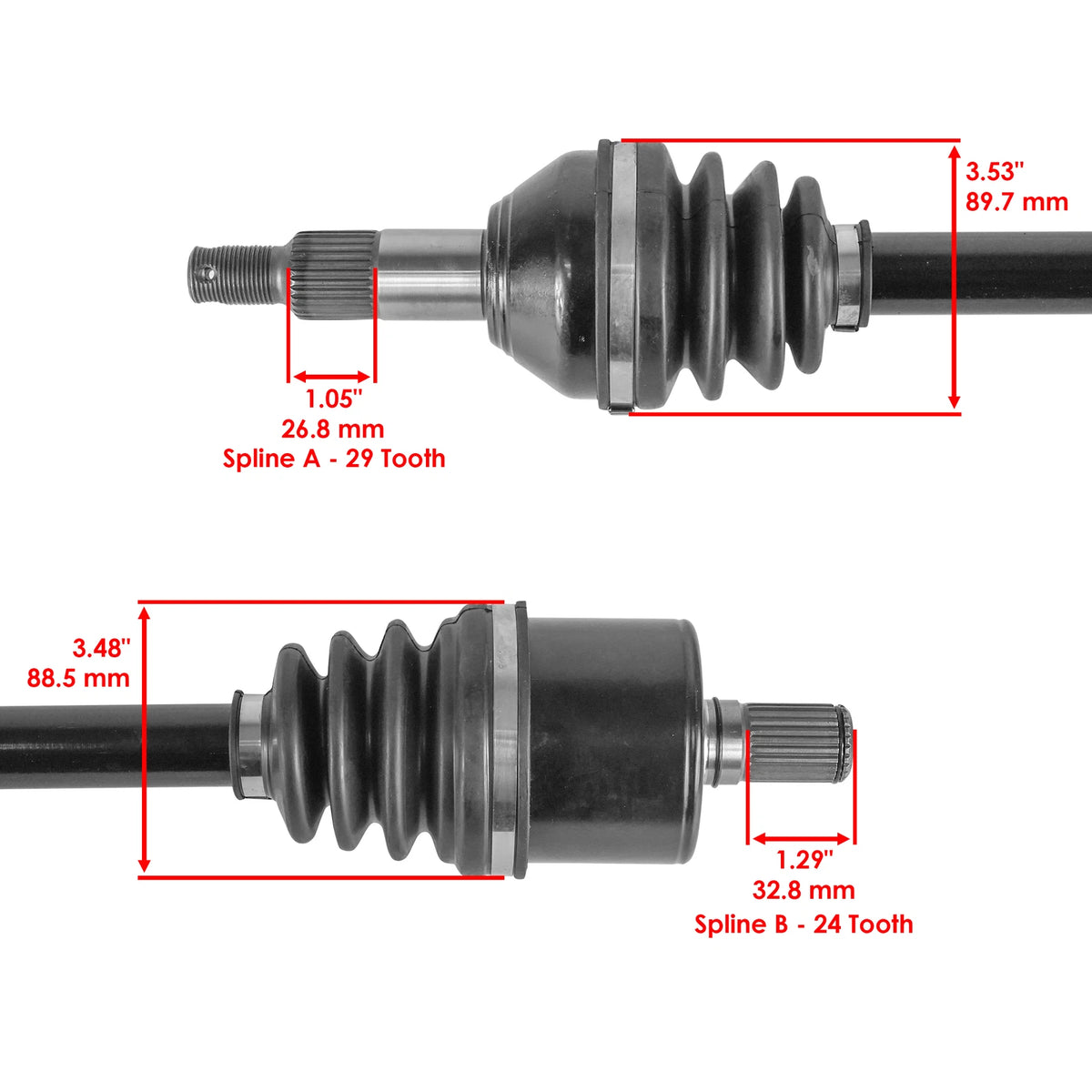 Set of 2 Rear CV Axles for Can-Am Defender HD8 (2017–2021) 705502451, 705502406