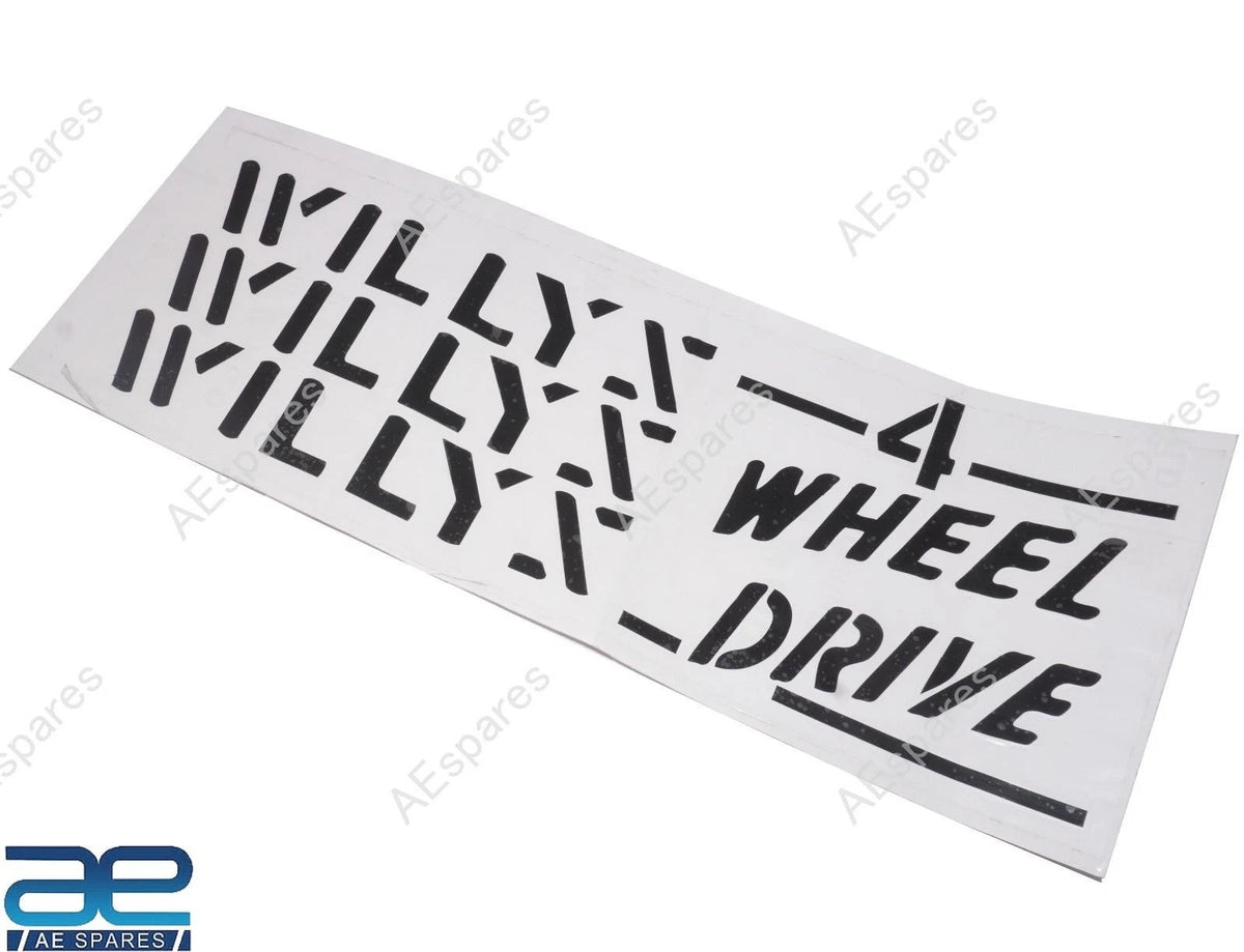 Set of 4 Hood Tailgate Windshield Stencils for Willys CJ2A CJ3A CJ3B