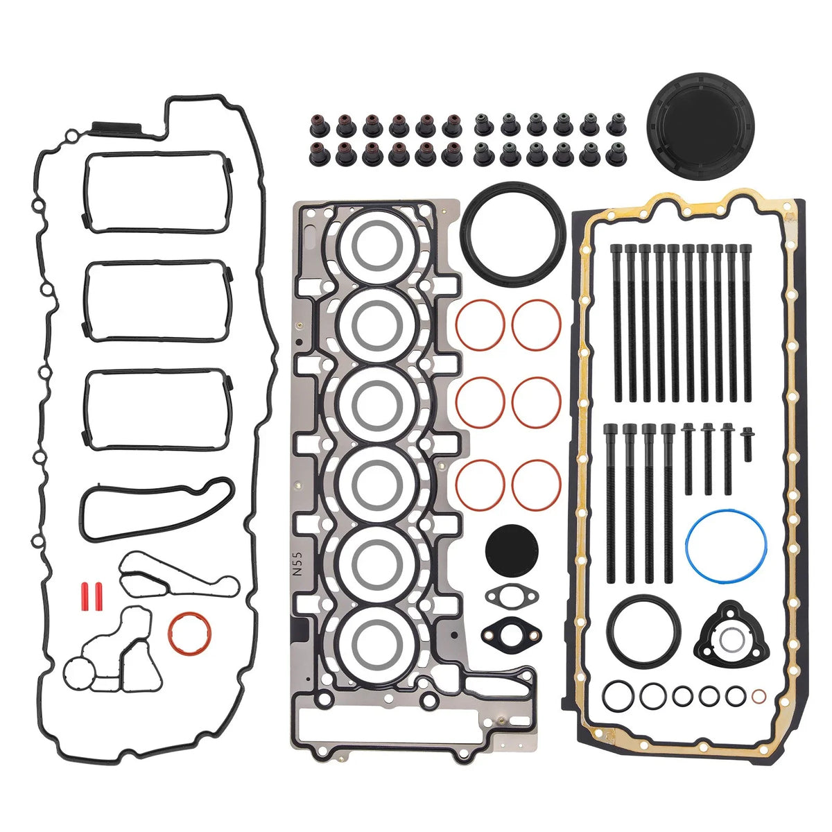 N55 Engine Overhaul Gaskets Kit & Head Bolts for BMW 335i X3 X5 X6 (2007–2016)
