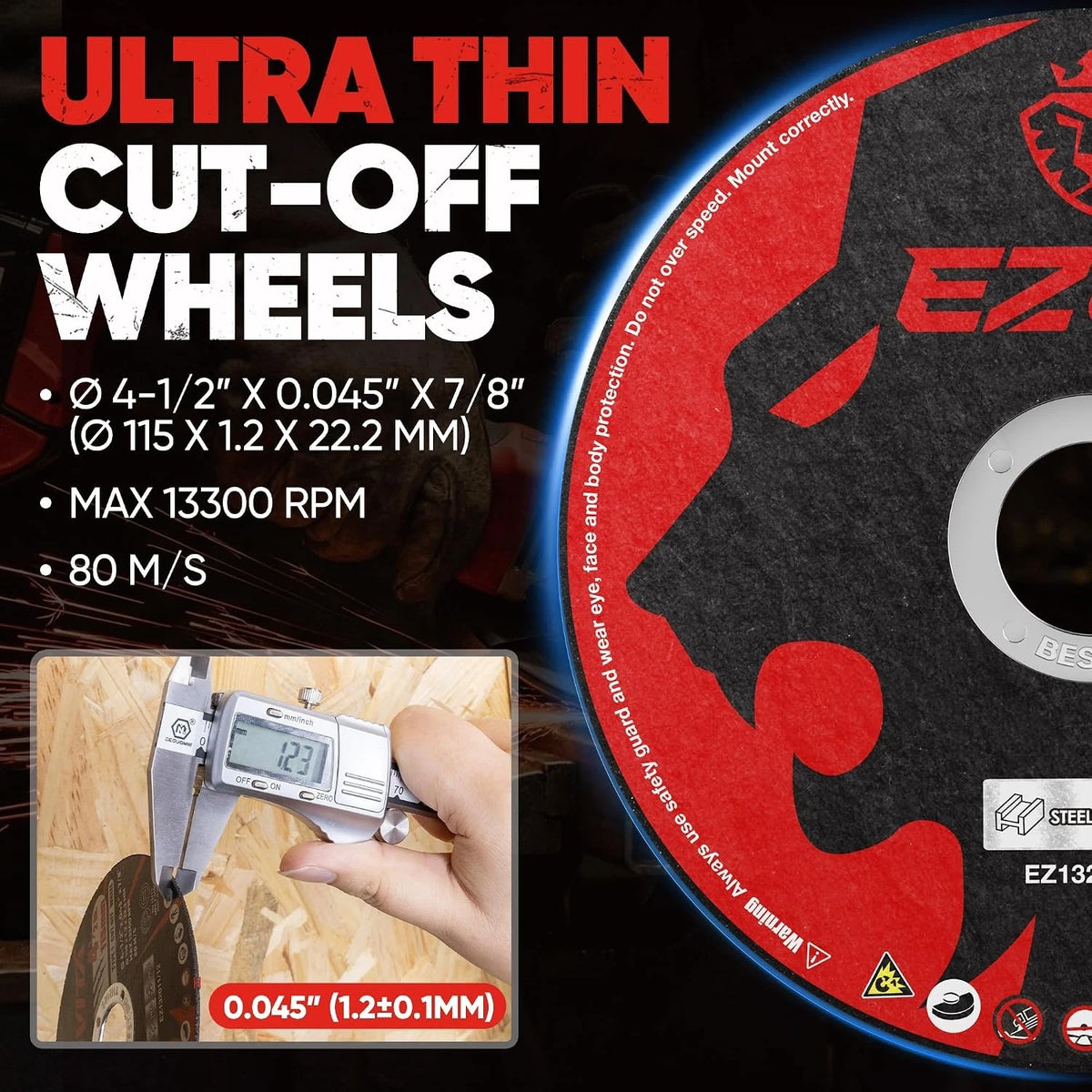 20-Pack 4-1/2" Ultra Thin Cut Off Wheels for Fast Cutting Discs