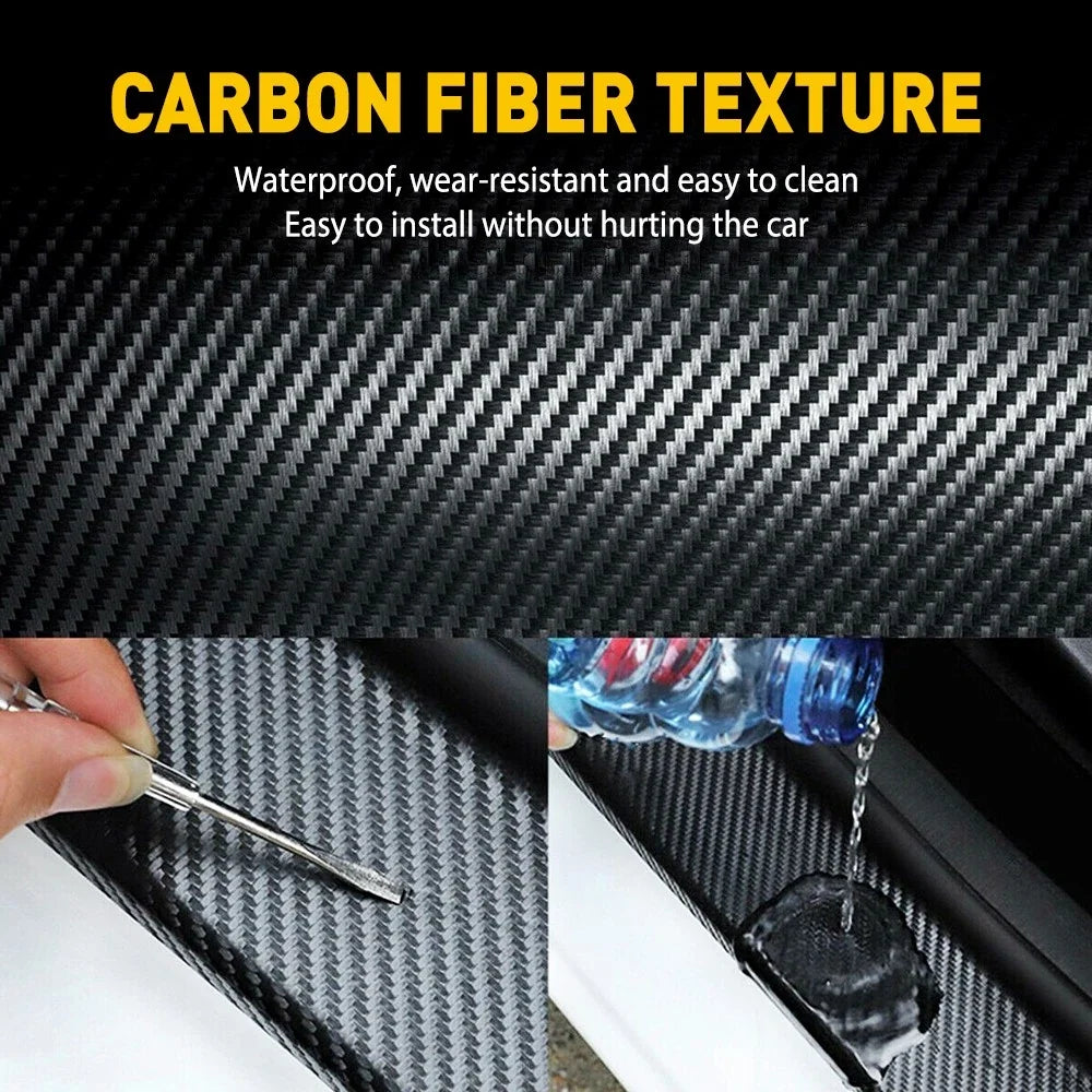 4ft Carbon Fiber Door Sill Protector Tape for Universal Vehicles