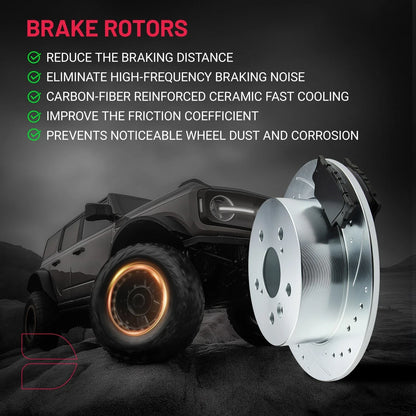 Rear Drilled Rotors and Brake Pads for Toyota Camry Avalon (2007–2012)