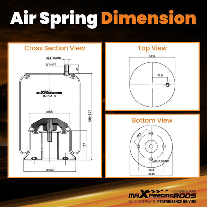 Set of 1 Air Suspension Spring Bag for Firestone W01-358-9265, ContiTech 161035