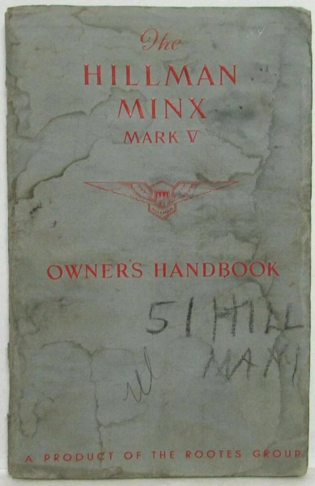 Owners Handbook Manual for Hillman Minx Mark V (1954–1955)