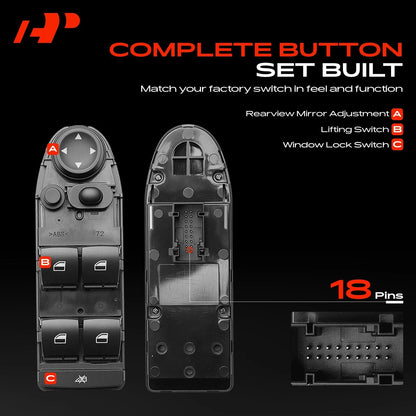 Front Left Power Window Switch for BMW X5 X6 (2007–2014) 61319122121, 61319218044, 61319122117