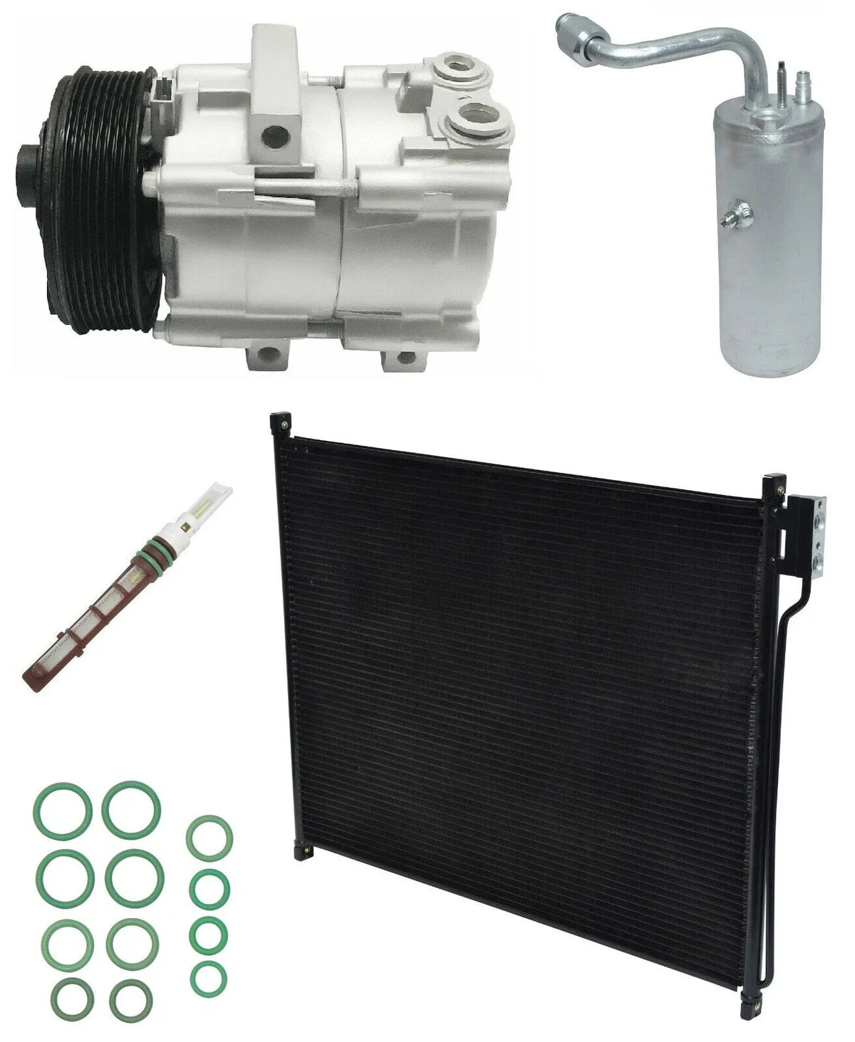 AC Compressor Kit w Condenser for Ford F-450 Super Duty 6.0L (2003–2004)